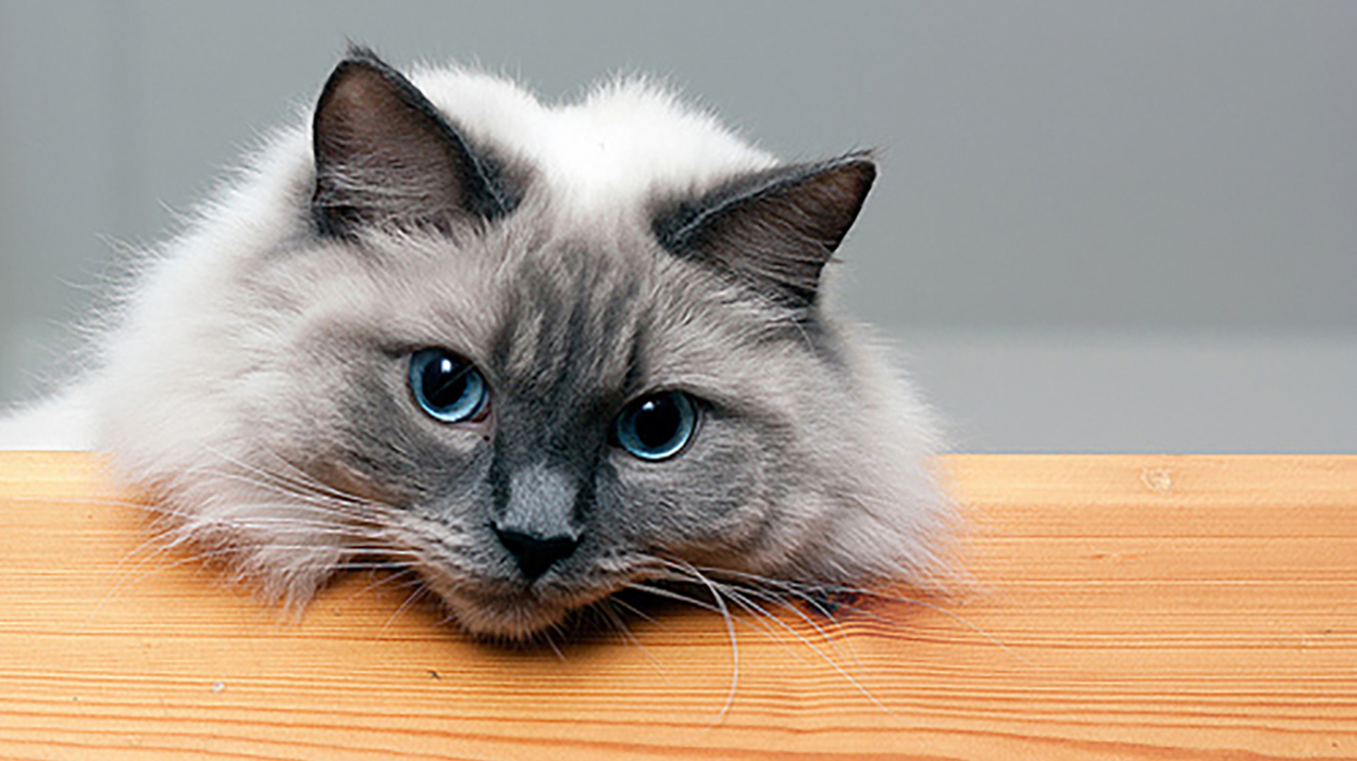 ragdoll appearing over table